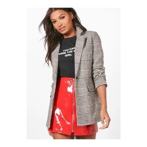 Checkered Wool Look Blazer Coat
